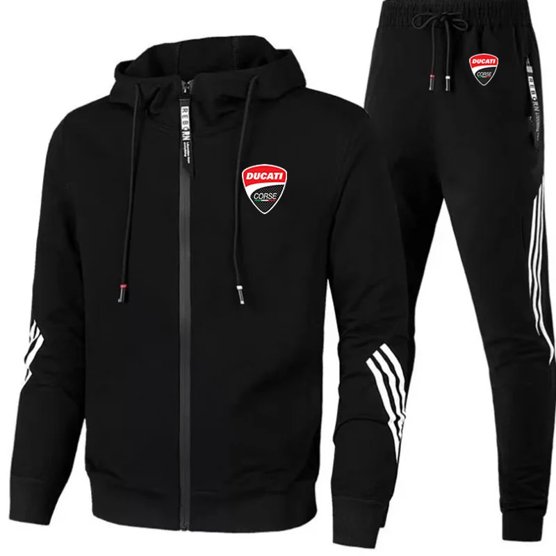 

New Casual DUCATI Suits Men's Sportswear Track Suits Men's Autumn and Winter Hoodies + Sports Pants Two-piece Jogging Suits