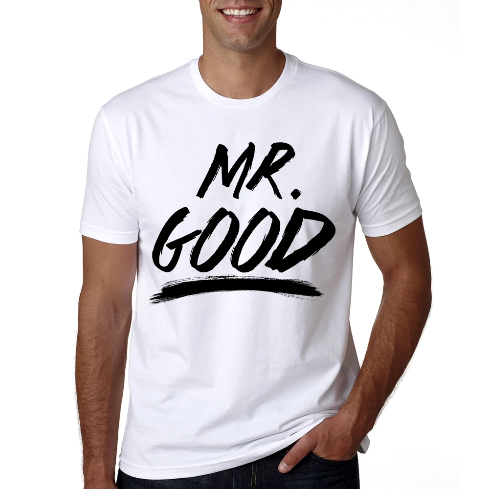 Новинка 2018 летние футболки для пар с надписью Mr Good Mrs Life хлопковые круглым вырезом