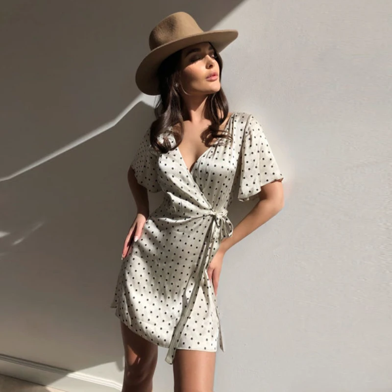 Женские летние платья 2022 сексуальное пляжное платье в горошек с глубоким