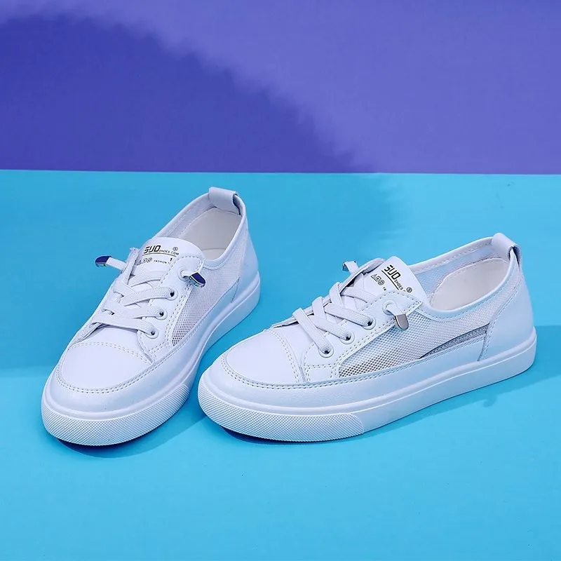 Women Genuine Leather Sneakers White Casual Shoes Fashionable Comfortable Vulcanized Shoe Woman Lace-up Flats Autumn Sneaker