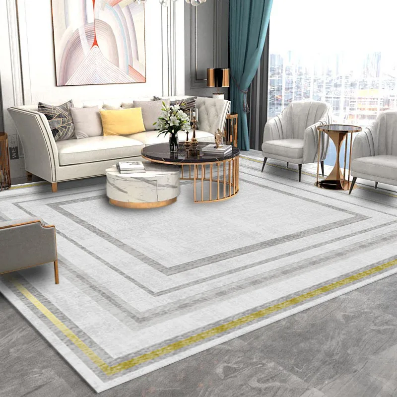 

Modern Simple Floor Carpets In The Living Room Gray Bedroom Mat Simple Rug With Geometric Border Bedside Carpets Big Kitchen Mat