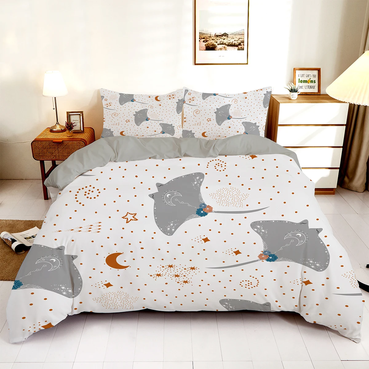 

3D Luxury 2/3Pcs Duvet Cover Queen King 240x220 Size Little Bear Printed Bedding Set For Kids Girls Quilt Cover With Pillowcase