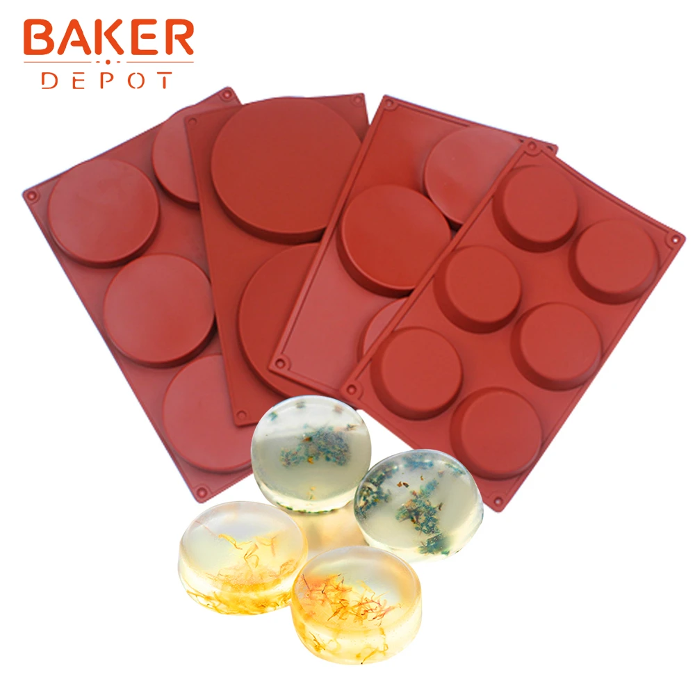 

BAKER DEPOT 10 шт. силиконовая форма для кондитерских изделий, оптовая продажа, круглая форма для мыла ручной работы из смолы, форма для желе, форма...