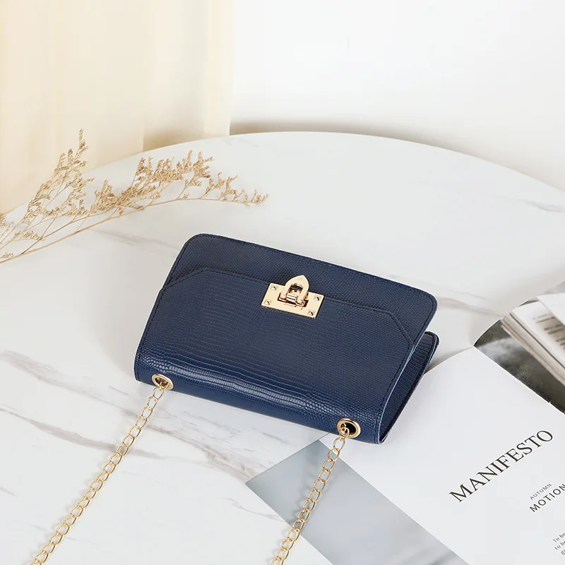 

2021 New Crocodile Pattern Handbag PU Fashion Shoulder Bag Chain Lock Messenger Bag Small Square Bag XBZ040-XBZ045