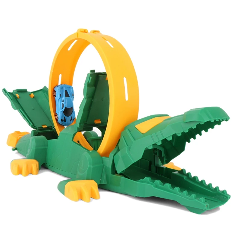 

Дети Сделай Сам Игрушечная модель Крокодил трек оттягиваемая назад машина гнущийся трек автомобиля игрушки дети гоночный изгиб с 2 машины