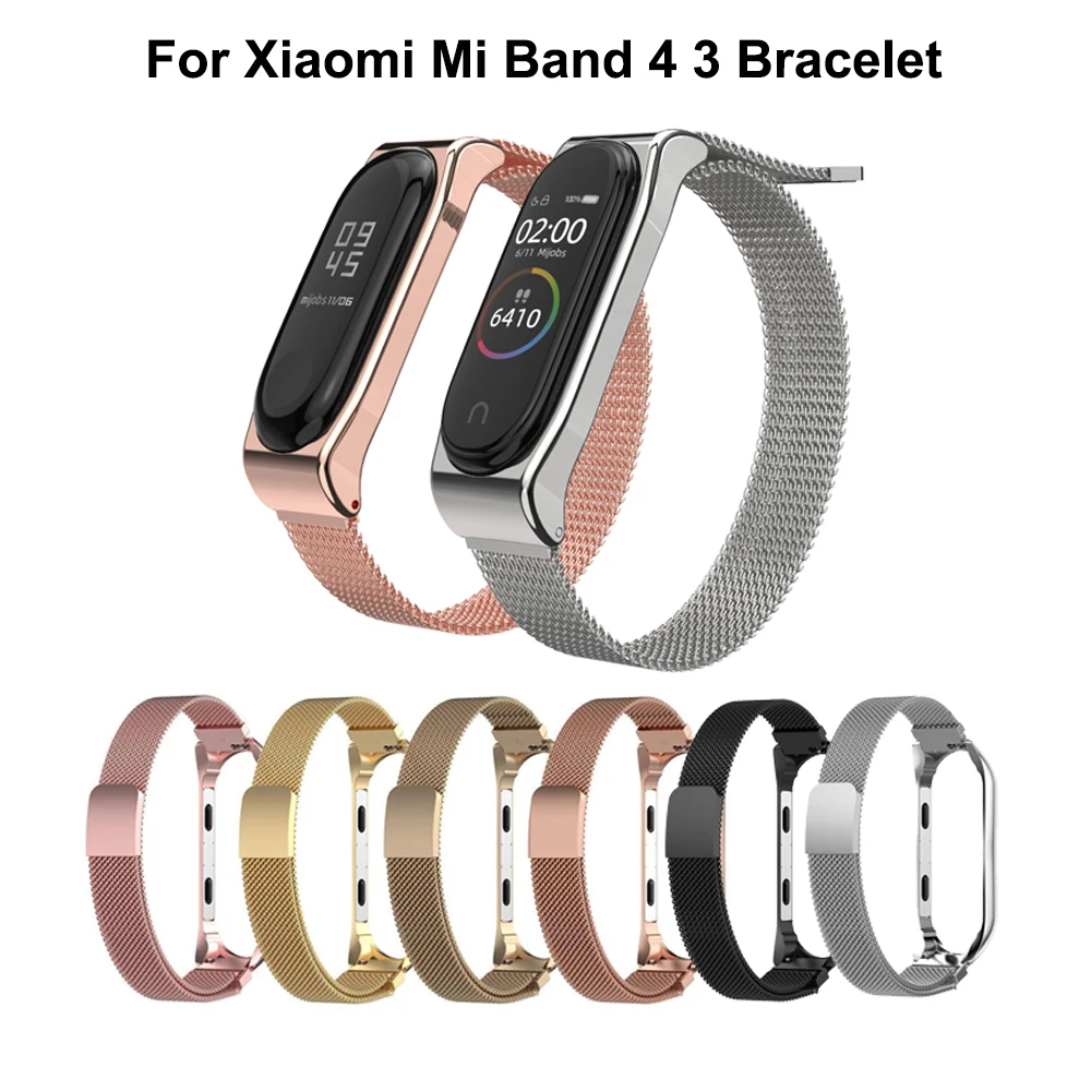 Миланский магнитный ремешок для xiaomi mi band 3 4 часов из нержавеющей стали сменный
