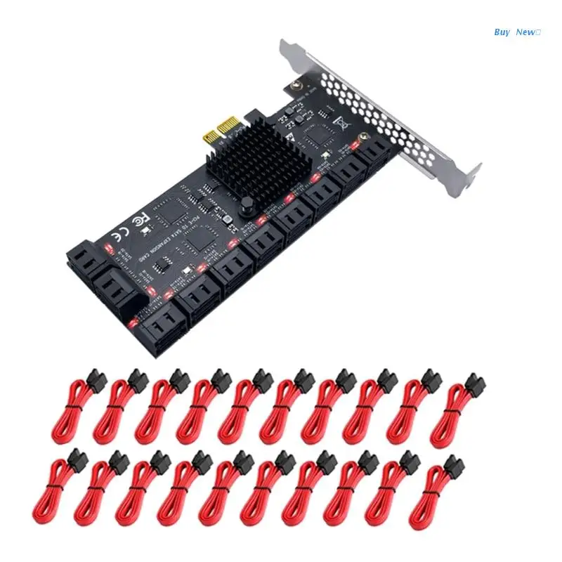 20CE PCIE SATA Card 20 Ports, With 20 SATA Cables 6 Gbps 1X SATA 3.0 PCIe Cards High-precision PCIE SATA Expansion Cards