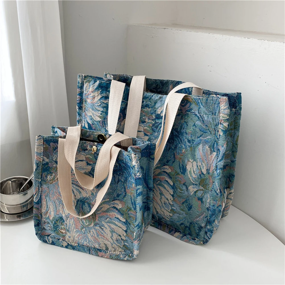 

Women's Bag Fashion Handbag Daisy Oil Painting Canvas Shoulder Shopping Bag Casual Ladies Large Capacity Tote Handbags