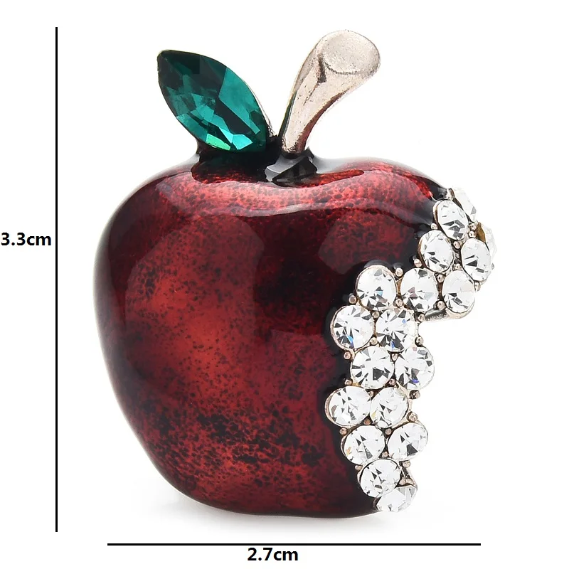 Wuli&baby Rhinestone Apple Brooches For Women Unisex Enamel Fruits Party Office Brooch Pins Gifts | Украшения и аксессуары