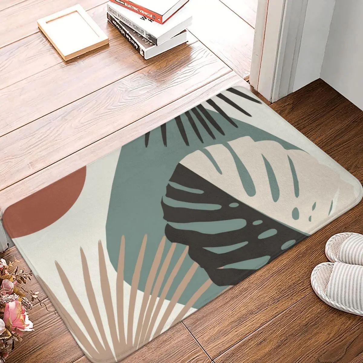 

Palm Fancy Art Doormat Carpet Mat Rug Polyester PVC Anti-slip Floor Decor Bath Bathroom Kitchen Bedroom 40x60