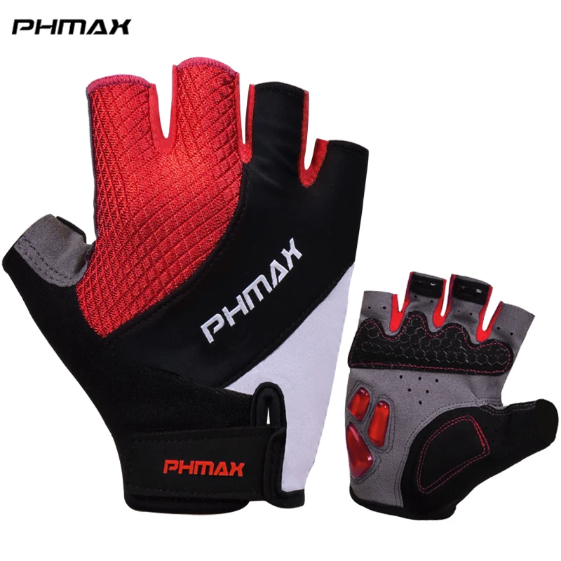 

PHMAX Cycling Gloves Anti-slip Anti-shock Men Women Half Finger Gloves Breathable Silicone Gel Thickened Pad SBR Bicycle Glove