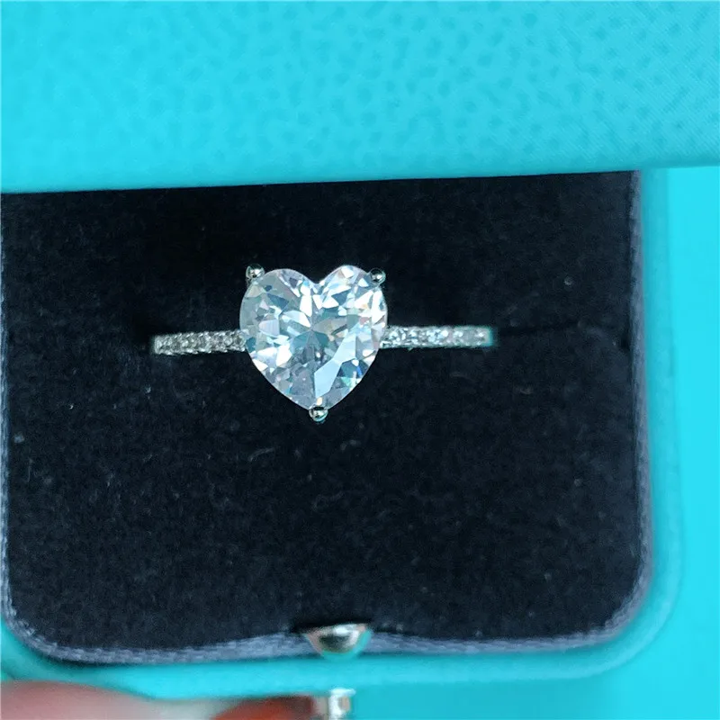 Heart ring Роскошное кольцо в форме сердца, 925 пробы, серебро, AAAAA, cz, обручальное кольцо, обручальное кольцо, кольца для женщин, свадебные, вечерние, ювелирное изделие, подарок - Цвет основного камня: Heart ring