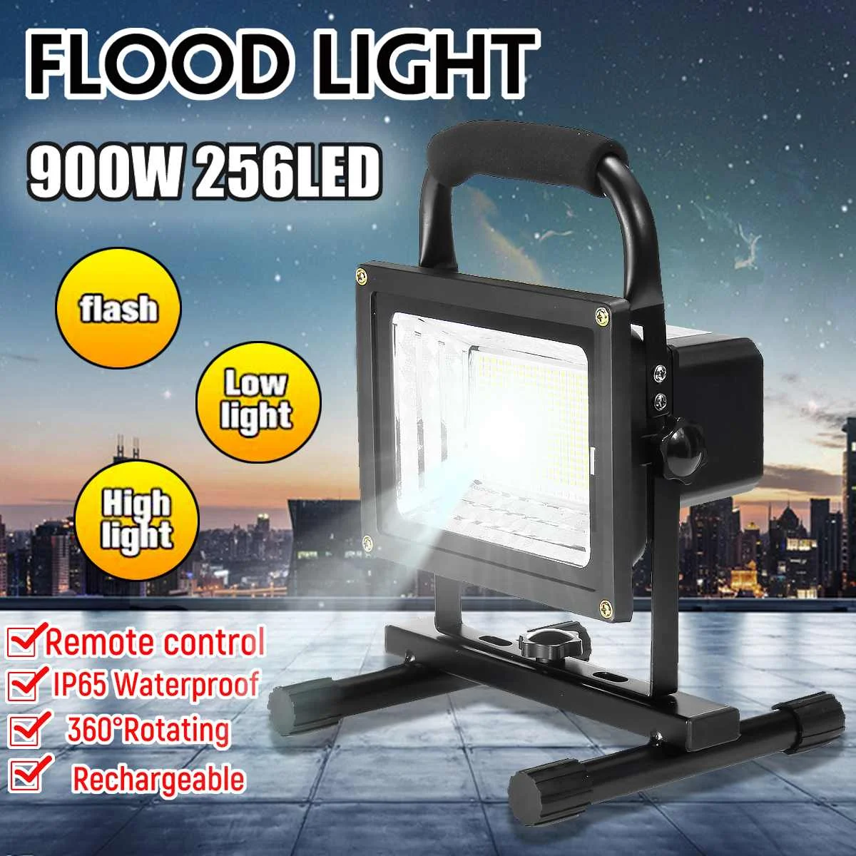 256 светодиодный 900 Вт перезаряжаемый прожектор водонепроницаемый точечный