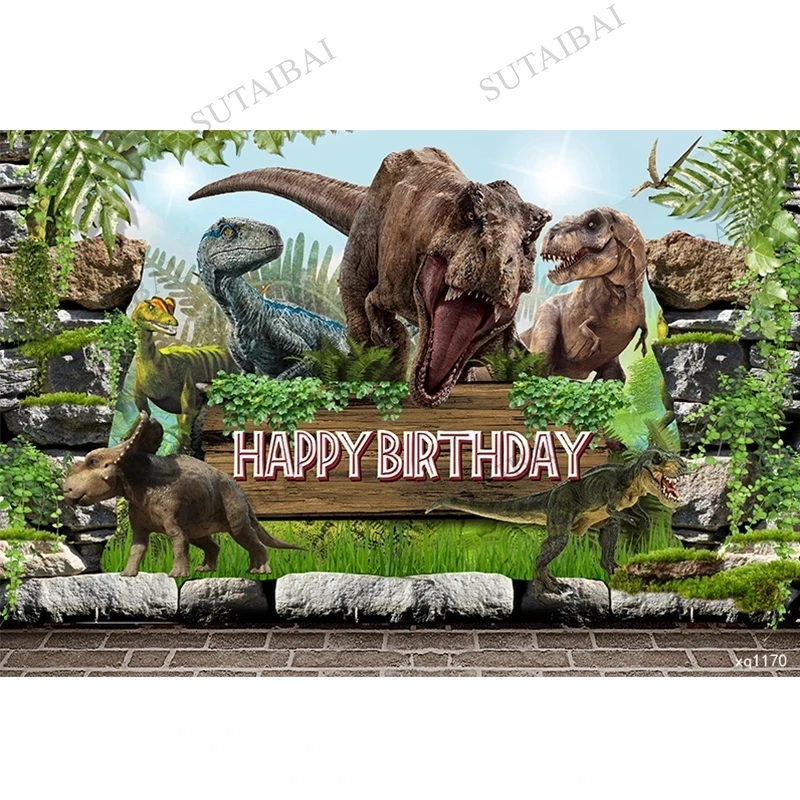 Jurassic World Park Backdrop Children Birthday Party Banner Baby Shower Forest Jungle Dinosaur Photography Background Studio enlarge
