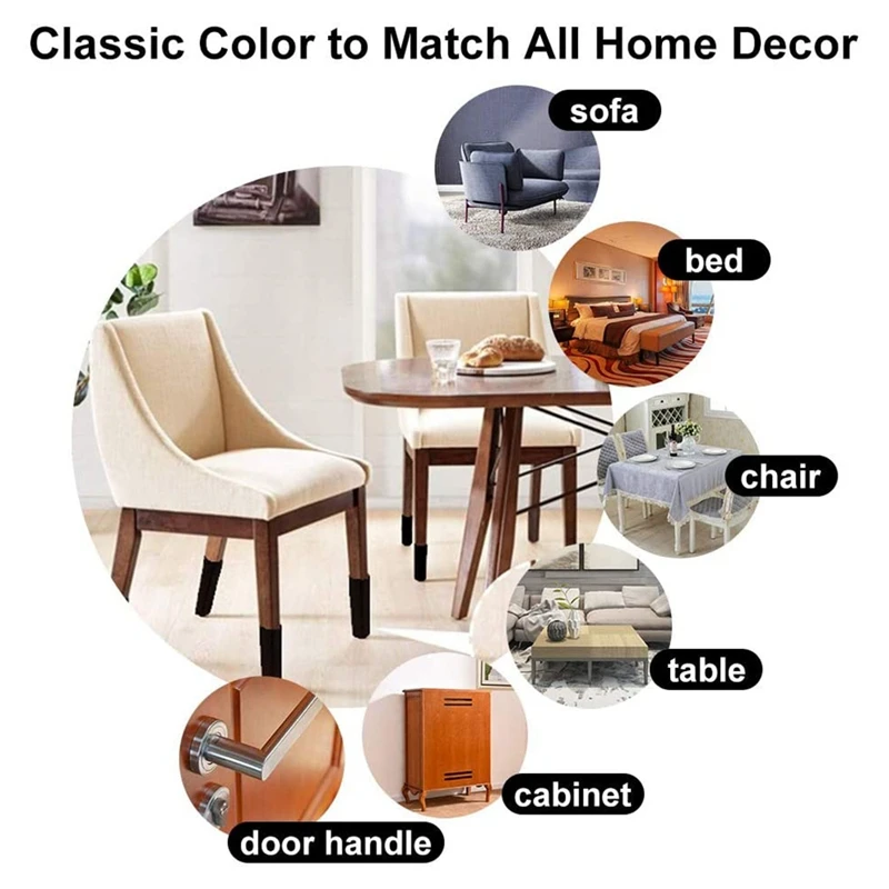 

24 Packs Chair Leg Socks Knitted Furniture Socks Leg Floor Protectors Furniture Table Feet Covers(Black)