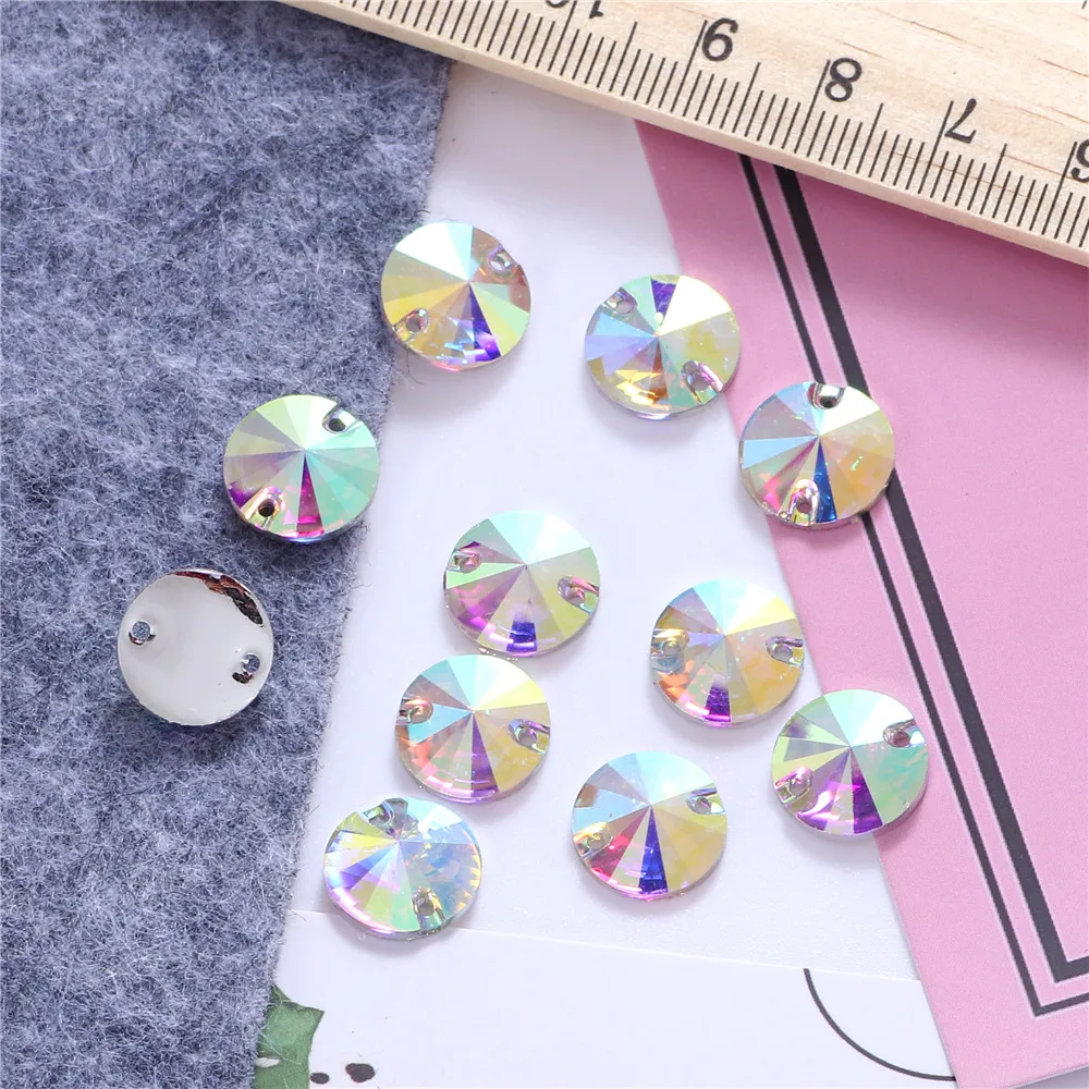 7 Sizes Round Resin Sew on Rhinestone Crystal AB Silver Flatback Sewing Stone Strass for Clothing Accessories Shoes | Дом и сад