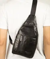 Men Genuine Leather Sling Chest Bag Backpack Rucksack Cross Body Bags Male Real Cowhide Single Shoulder Messenger Bag Knapsack
