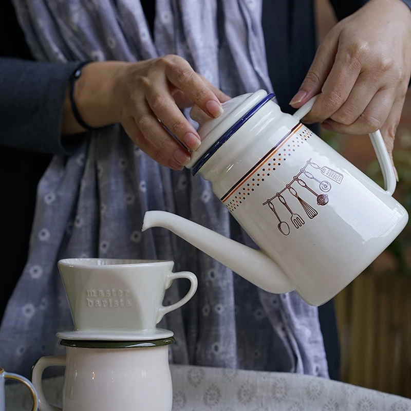 1Л в японском стиле капельного кофейника эмалированный чайник с подогревом воды |