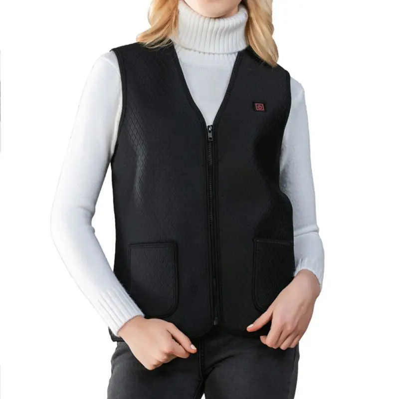 Черный Интеллектуальная usb-нагревательная куртка, электрический нагревательный жилет, теплый уличный жилет, электрическая тепловая одежда, жилет для походов, рыбалки 1 - Цвет: Черный