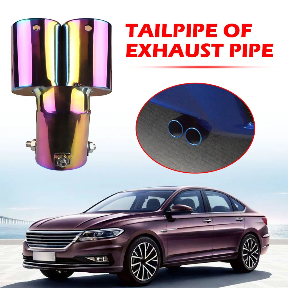 

Stainless Steel Bent Dual Exhaust Tailpipe Tip Bolt-on Straight Cut 63mm Inlet Curved Exhaust Muffler End Rear Pipe Tailpipe