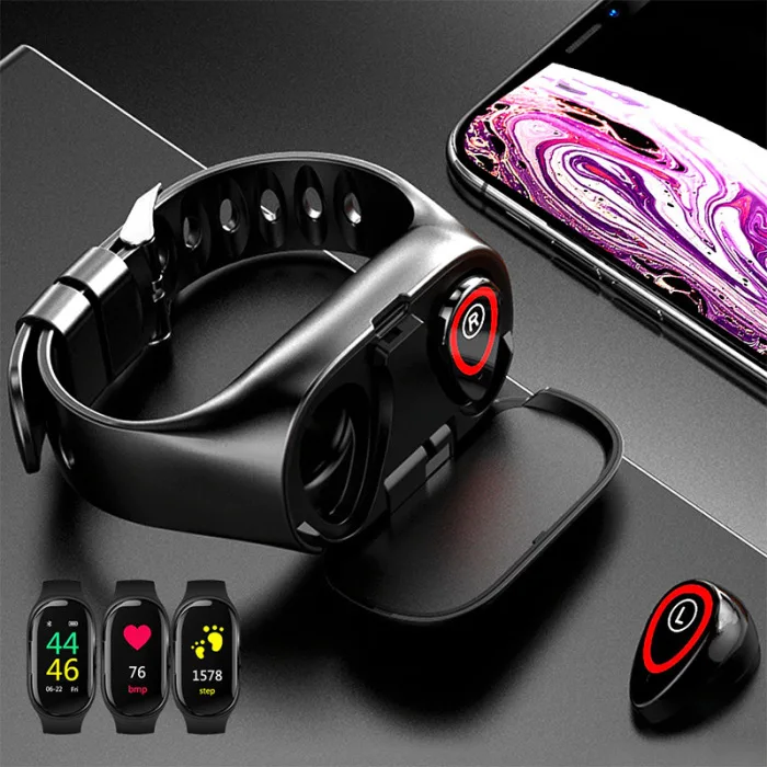 Новые смарт часы браслет Bluetooth беспроводные наушники 2 в 1 монитор сердечного ритма для спорта DC128