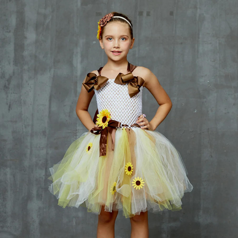 Карнавальные нарядные платья-пачки для девочек маскарадные платья с цветами