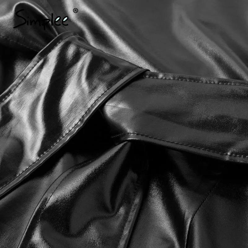 Женское облегающее платье из искусственной кожи с v-образным вырезом и высокой