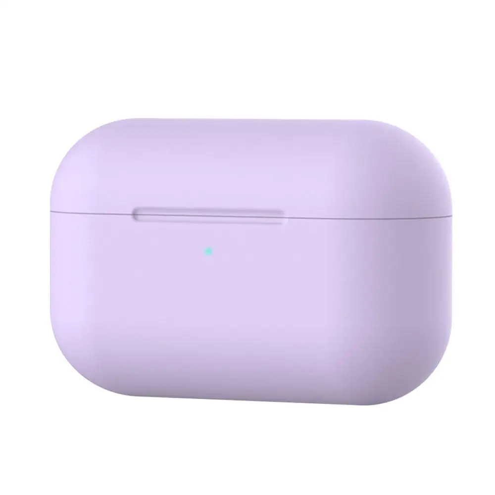 Силиконовый чехол Защитный чехол для Apple Airpods pro TWS blutooth наушники мягкий Air pods pro защитный чехол s крюк для наушников - Цвет: Фиолетовый