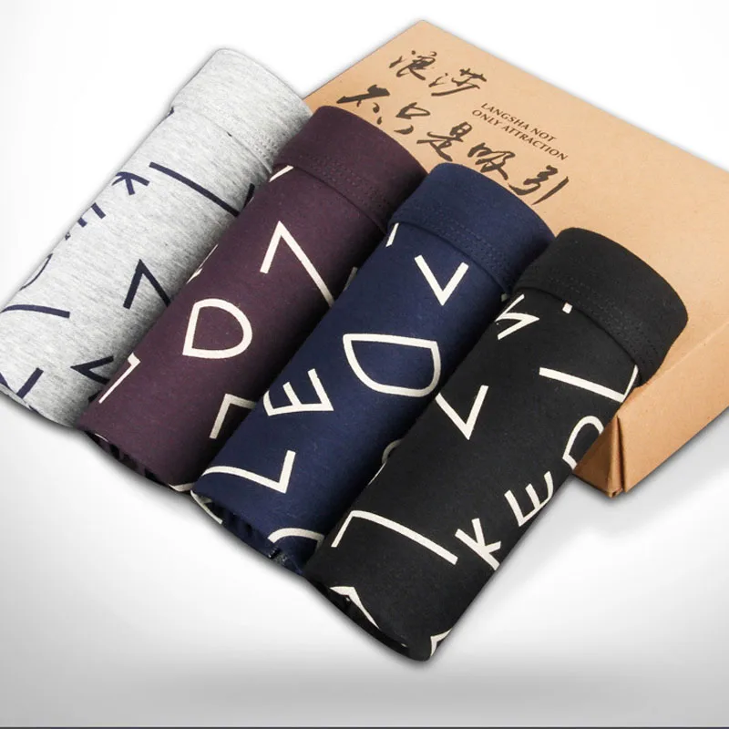 Мужское нижнее белье 4шт./упак. мужские трусы-боксеры из хлопчатобумажной ткани