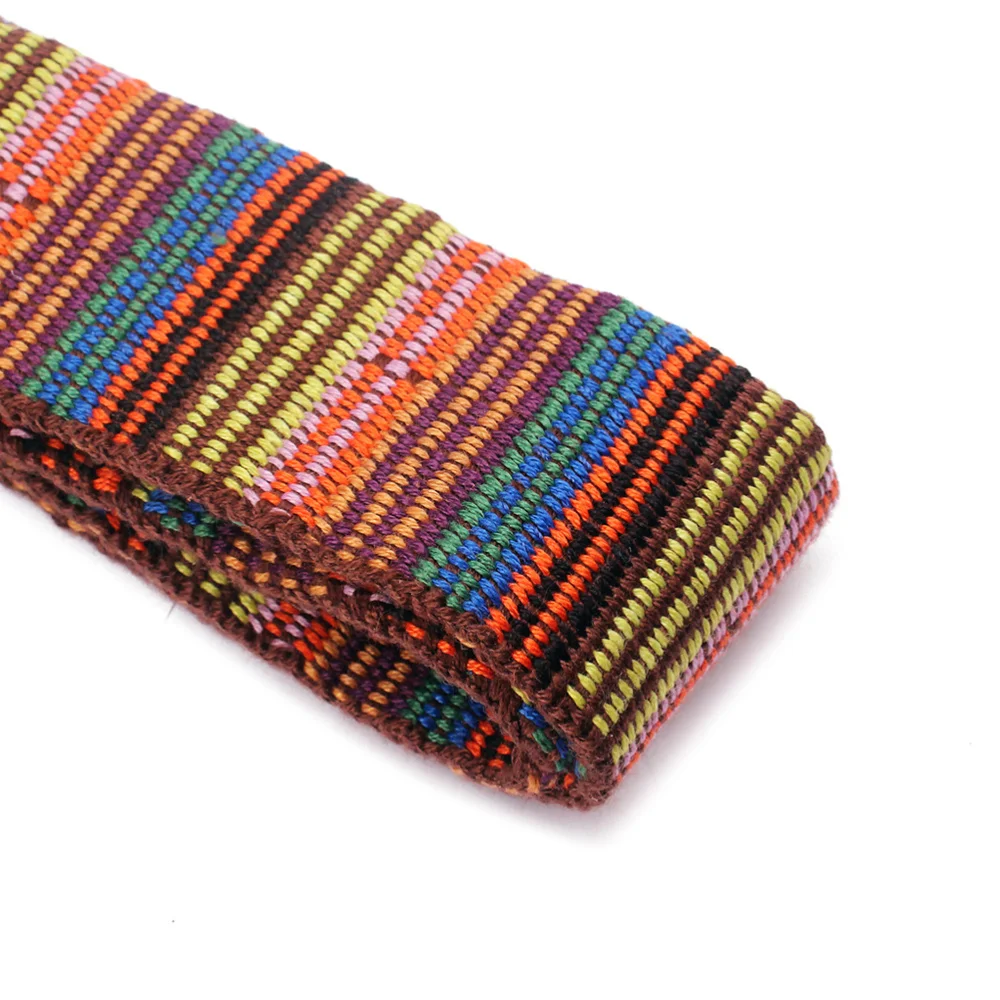 

1pc Colorful Stripe Pattern Electric Guitar Strap Woven Fabrics Leather Ends Strap for Guitar Bass (Colorful)