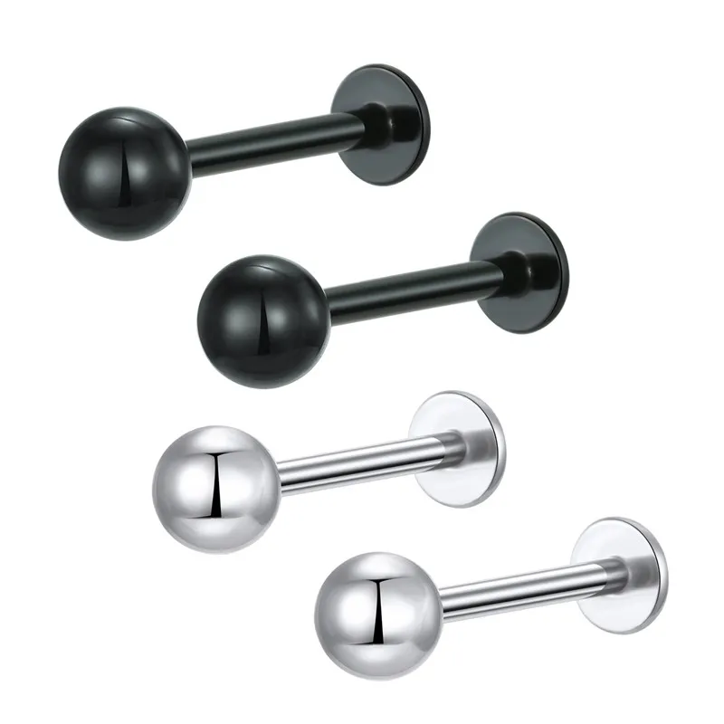 1 пара простые серьги гвоздики из нержавеющей стали с круглым винтом зажим для