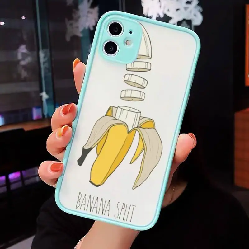 

Lovely Cartoon Funny Banana Phone Cases Matte Transparent for iPhone 7 8 11 12 s mini pro X XS XR MAX Plus cover funda