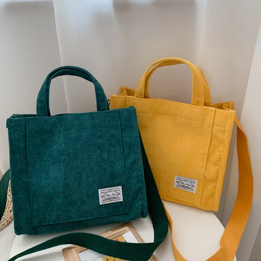 

Women Corduroy Messenger Bags Zipper Shoulder Small Cotton Canvas Handbag Casual Tote Female Eco Cross Body Bag Vintage