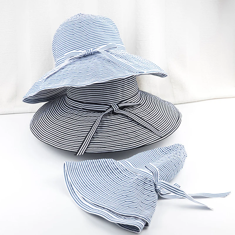 

Women's Striped Pattern Hats Women Sun Hat Summer Ladies Foldable Fisherman Hat Beach Holiday Sun Cap For Femme