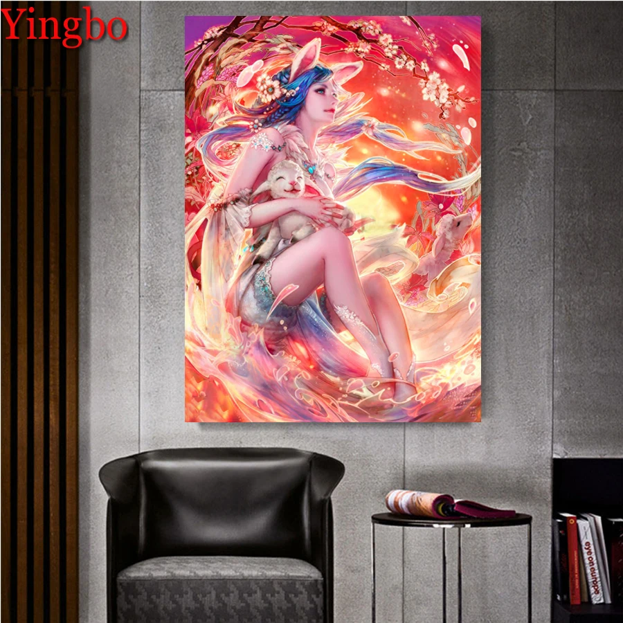 

5D DIY Diamond Painting Fantasy Bunny Fairy Full Drill Diamond Embroidery Mosaic Drawing Needlework Gift Picture of Rhinestones