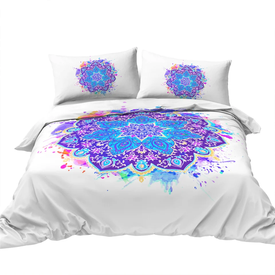 Blesslive цветок лотоса Tie Dye постельное белье 3 шт. богемный Мандала пододеяльник Желтый Фиолетовый Зеленый Tye Dye домашний текстиль