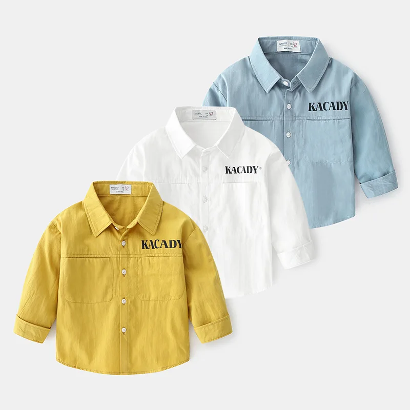

Autumn Fashion Boys Long Sleeve Shirt Letter Children's Clothing Boy Baby Top Kid Button Shirt Pure Cotton