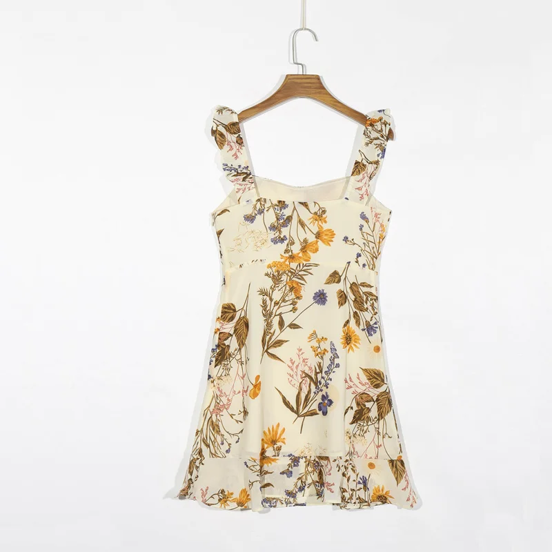 

Summer women's dress casual flower print slim suspender dress Vestidos