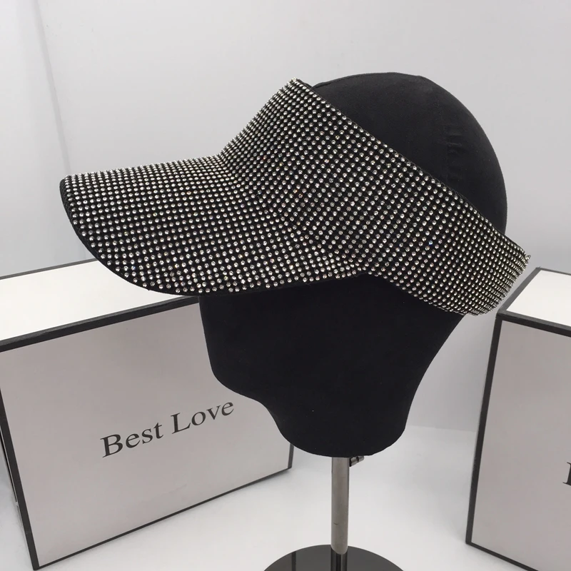 

diamond wide-brim empty hat without top for women sun hat sweet super flash fashionable leisure summer