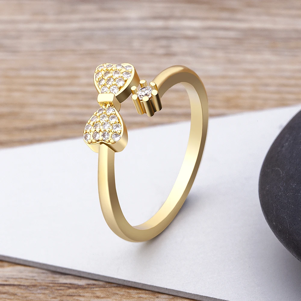 

AIBEF New Style Hot Sale Luxury Copper Zircon Exquisite Bowknot Ladies Customized Gemstone Ring Birthday Party Wedding Fine Ring