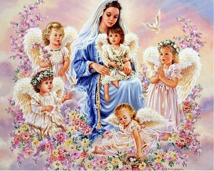 Иконы с изображением девы и ангелов религиозная вышивка крестиком 5d своими