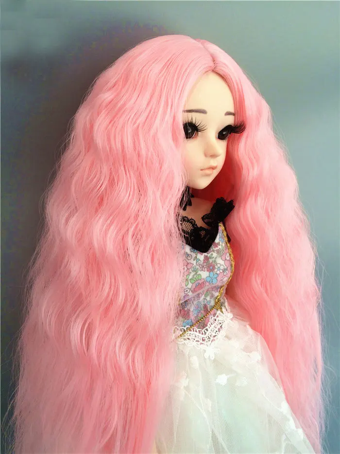 1 only wig 1/3 1/4 1/6 1/8 bjd jd кукольный парик синего и розового цвета с длинными волосами часть лапша быстрого приготовления рулон кукла curl парик аксессуары для куклы - Цвет: 1 only wig