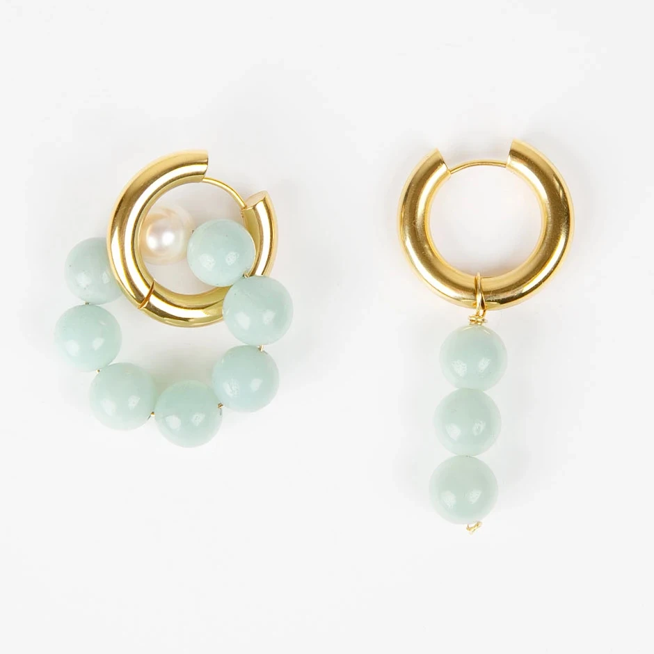 earring Alibaba Aliexpress детские синие Mismatched жемчуг Аква-лакированные круглые бусины кулон вечные жемчужные серьги для женщин - Окраска металла: earring