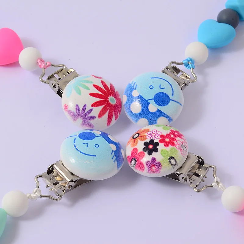 

Customed Baby Personalised Name Pacifier Chain Silicone Car Wooden Clips Soother Pacifier Chain Nipple Holder for Baby Gifts