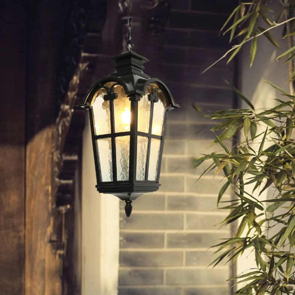 Outdoor Hanging Light for Restaurant Balcony Aisle Garden Pavilion Gallery Lamp Retro Retro waterproof Chandelier Light European
