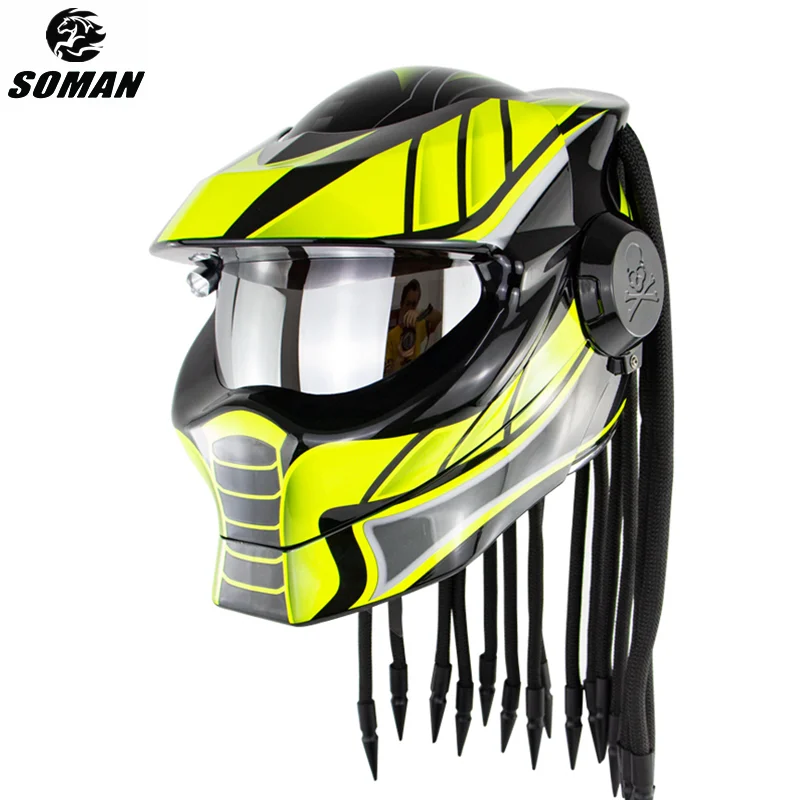 Черный шлем хищника мотоцикла с косами точка высокое качество на заказ Casco