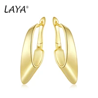laya 925 sterling silver gold plain fashion simple geometric statement earrings for women mother original modern jewelry