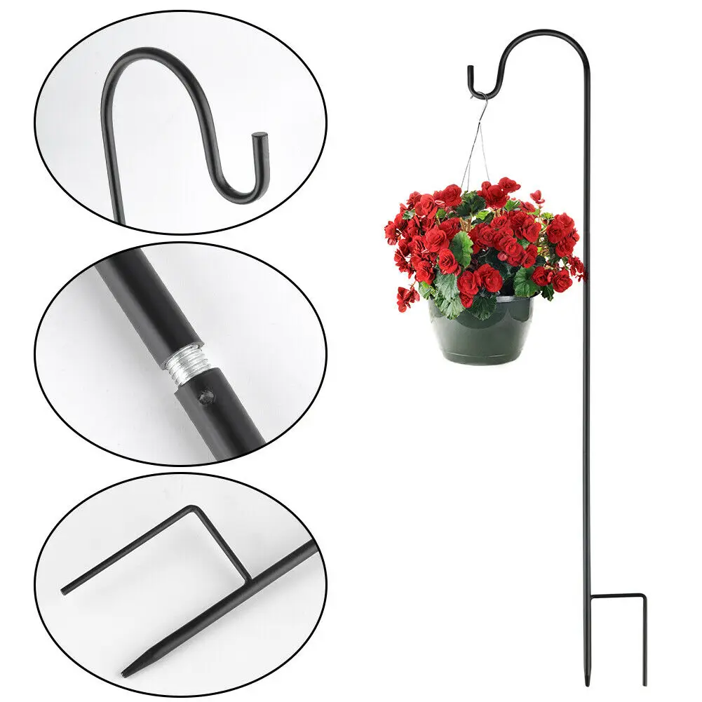 

2PCS Set Shepherd Hook Iron Handicraft Hook Garden Lamp Hook Outdoor Bird Feeder Flower Pot Plant Basket Lanterns Hanger