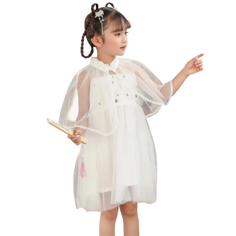 

Children Hanfu Chinese Style Traditional Summer Girls Dress Kids Ancient Elegant Lace Skirt China National Tang Suit DQL2390