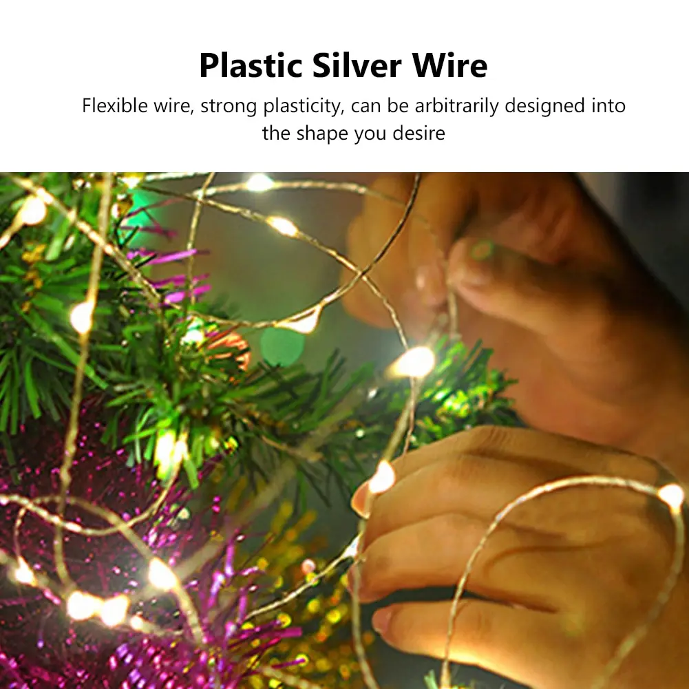 

Fairy Lights Silver Wire LED String Lights Christmas Garland Indoor Bedroom Home Wedding New Year Decoration Battery Powered